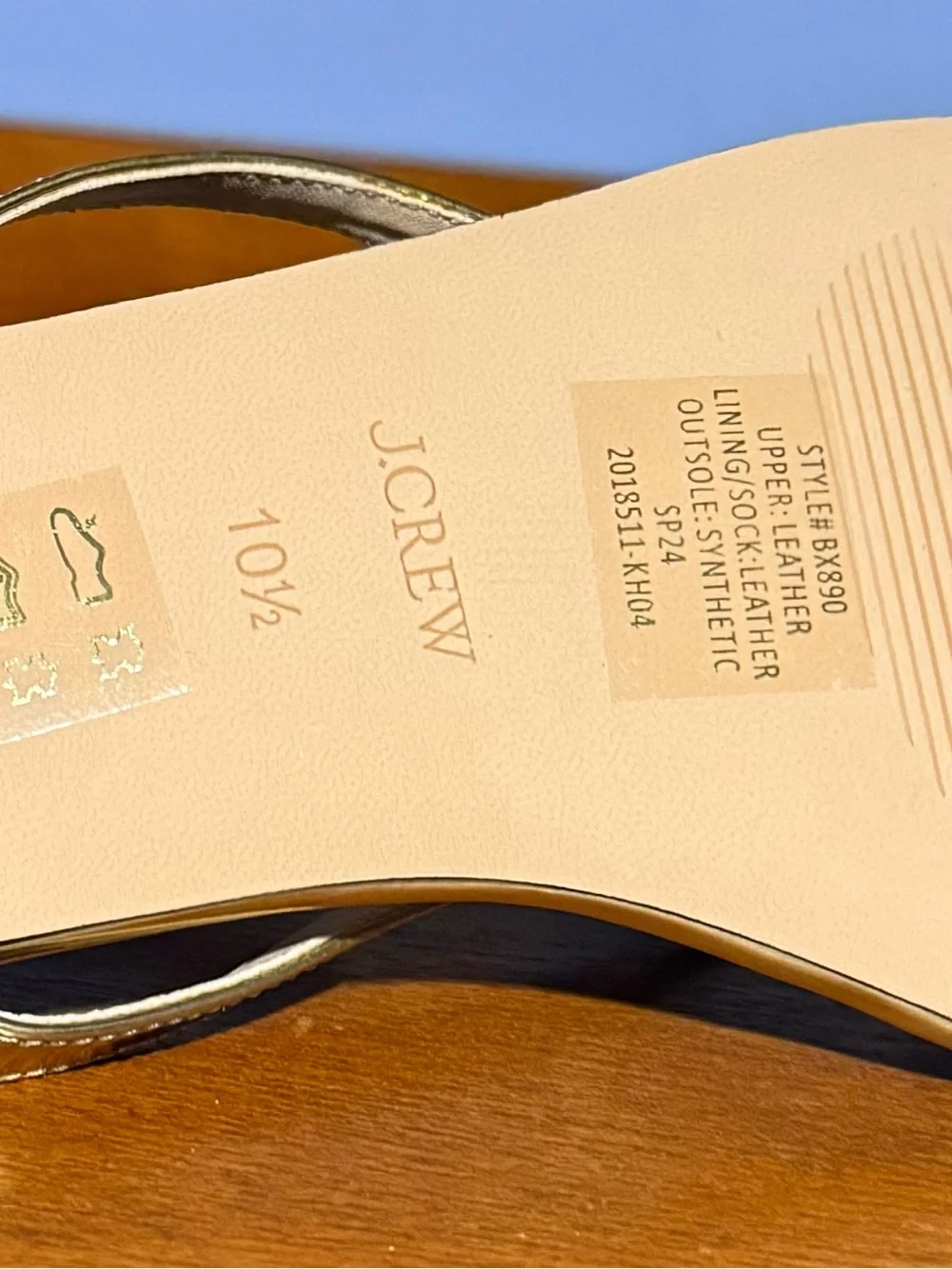 J. Crew Metallic Gold Square-Toe Thong Sandals - never worn